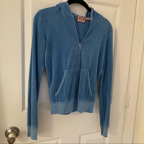 Juicy Couture blue terry cloth zip up hoodie with silver “J” - Picture 3 of 16